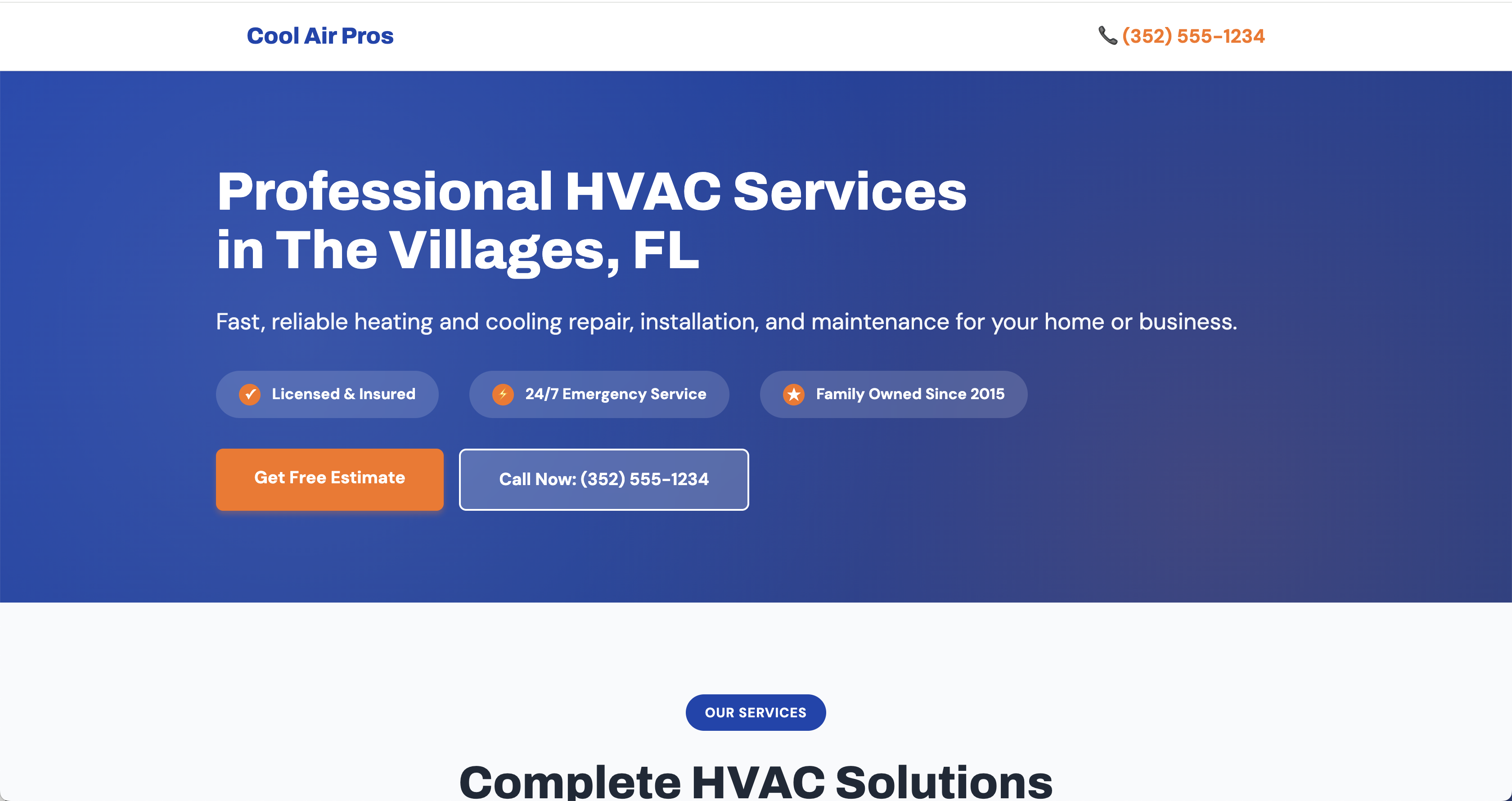 Cool Air Pros HVAC Website