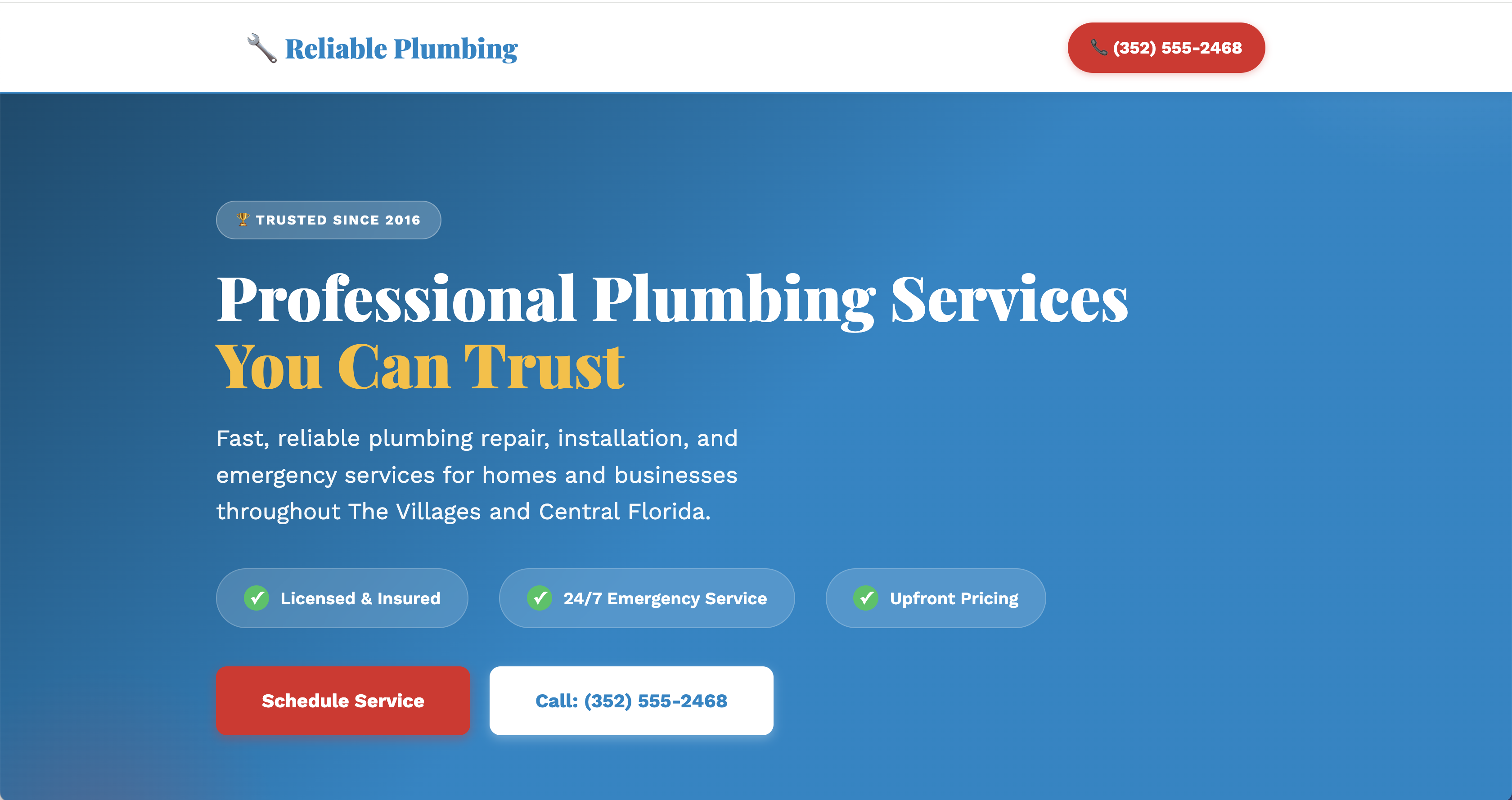 Reliable Plumbing Website